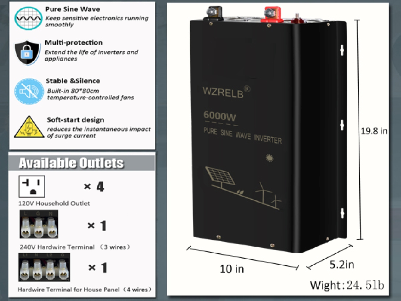 Inversor de Onda Sinusoidal Pu - Off Grid Solar Inverter 48V 6000W reseña y precio