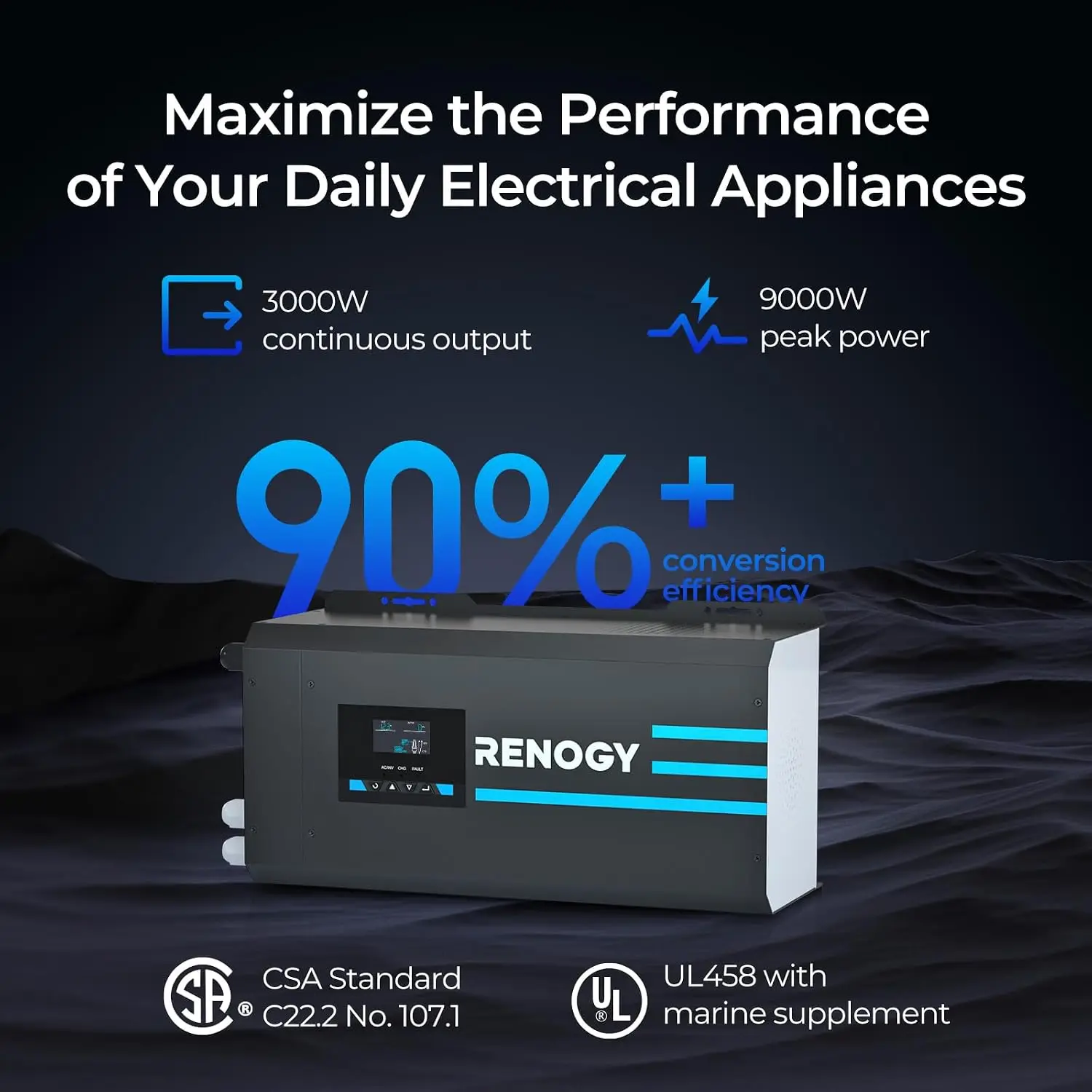 Renogy, inversor y cargador de - Rv Pure Sine Inverter Charger 3000W 12V reseña y precio
